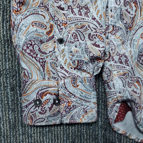 Kilburne & Finch Dress Shirt Mens Size XL White / Red Paisley Cotton Long Sleeve - Picture 6 of 14